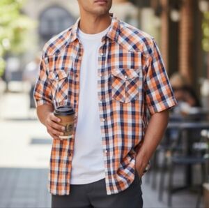 ECKO Unlimited Men's White and Blue Plaid Shirt